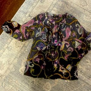 Ladies sheer blouse, like new Fun bright print